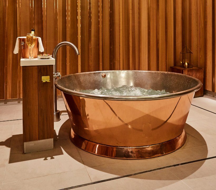 Copper Bath with Champagne and Strawberries